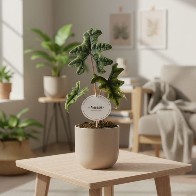 Alocasia Jacklyn in gezellige huiskamer