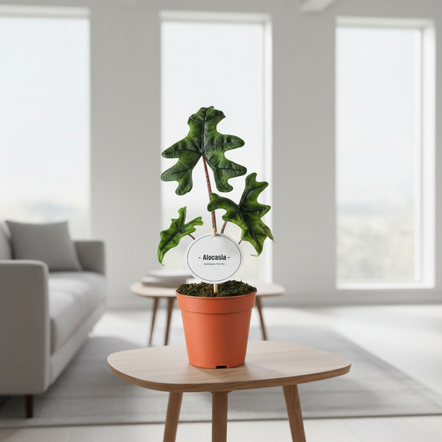 Alocasia Jacklyn in lichte huiskamer