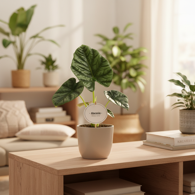 Alocasia Lukiwan in gezellige huiskamer