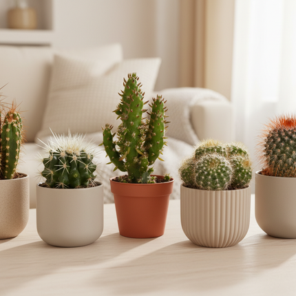 Cactus mix in gezellige huiskamer