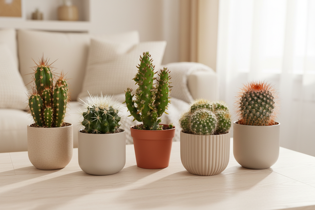 Cactus mix in gezellige huiskamer