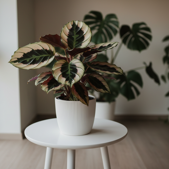 Calathea roseopicta 'Medallion' in lichte kamer