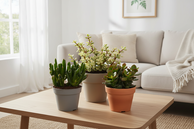 Crassula vetplanten in gezellige huiskamer