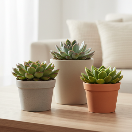 Echeveria vetplanten in gezellige huiskamer