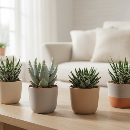 Gasteria/Haworthia vetplanten in gezellige huiskamer