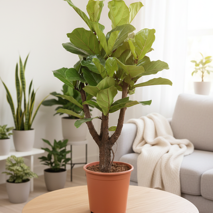 Ficus Lyrata vertakt op tafeltje in woonkamer