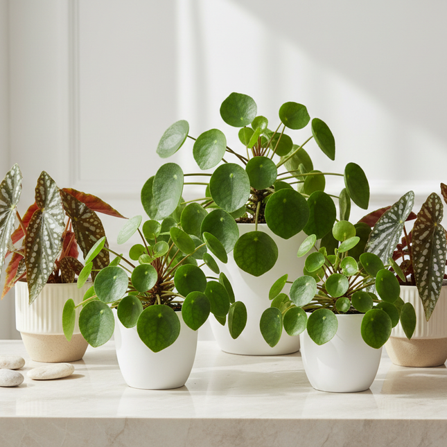 Plantenset: 2x Pilea + 2x Begonia Maculata