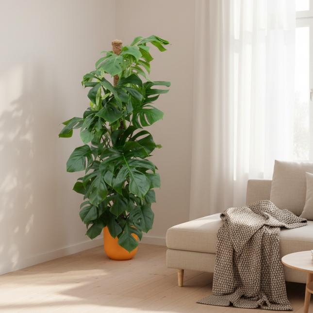 Monstera Pertusum XL inclusief elho Jazz Round geel Ø26 - 150 cm