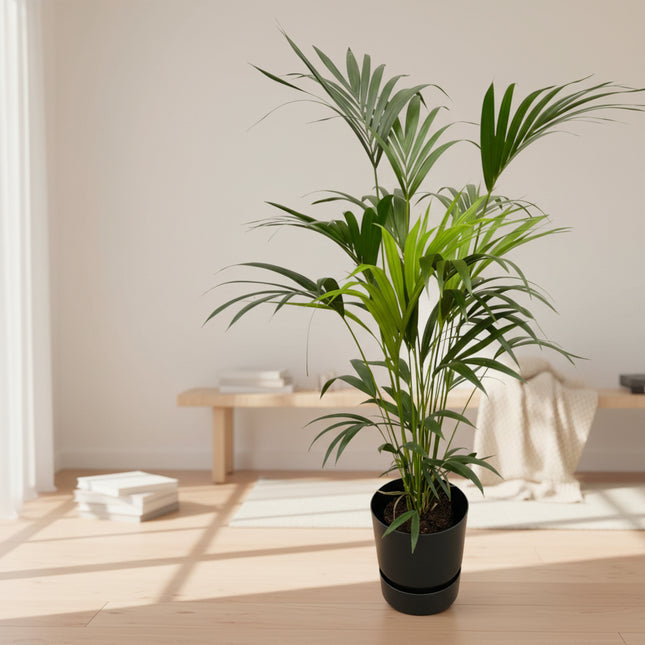 Kentia palm inclusief elho Greenville Round zwart 