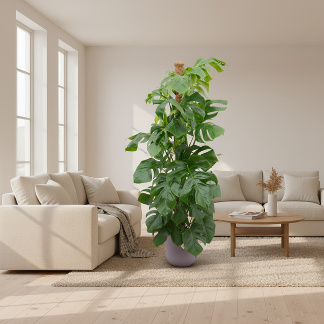 Monstera Pertusum XL inclusief elho Jazz Round lila Ø26 - 150 cm