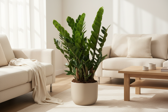 Zamioculcas in gezellige huiskamer